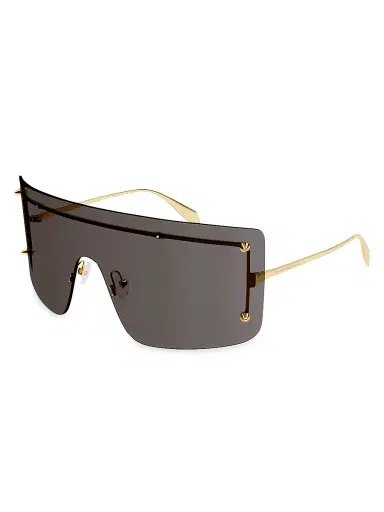 Alexander McQueen Women's Spike Studs 99MM Mask Sunglasses - Gold Smoke | Thumbnail 2