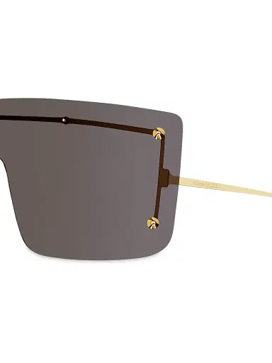 Alexander McQueen Women's Spike Studs 99MM Mask Sunglasses - Gold Smoke | Thumbnail 3
