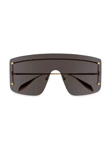 Alexander McQueen Women's Spike Studs 99MM Mask Sunglasses - Gold Smoke | Thumbnail 1