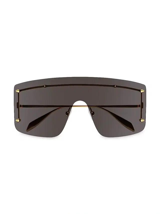 McQueen Women's Spike Studs 99MM Mask Sunglasses - Gold Smoke