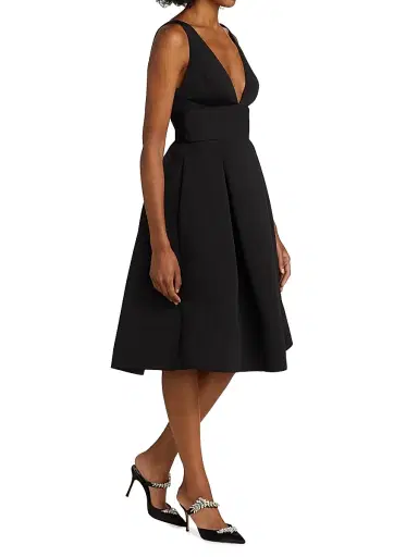 Amsale Women's Faille Deep V-Neck Dress | Thumbnail 3