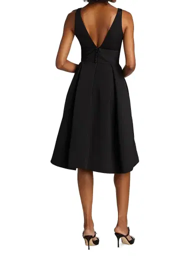 Amsale Women's Faille Deep V-Neck Dress | Thumbnail 5