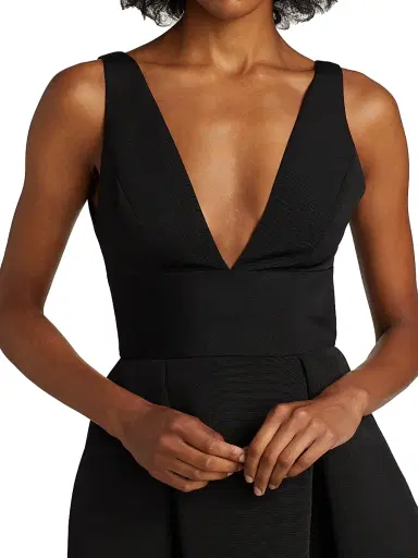 Amsale Women's Faille Deep V-Neck Dress | Thumbnail 6