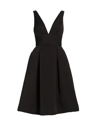 Amsale Women's Faille Deep V-Neck Dress | Thumbnail 1
