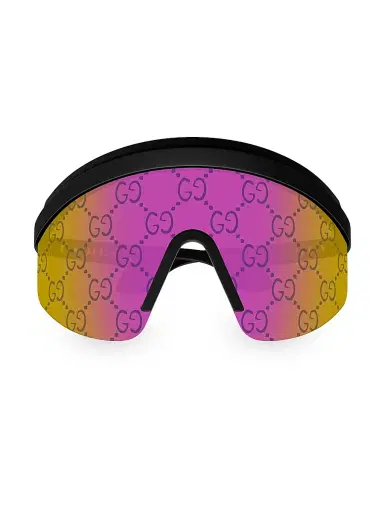 Gucci Women's Guccissima 99MM Mask Sunglasses - Black | Thumbnail 1 Gucci Women's Guccissima 99MM Mask Sunglasses - Black | Thumbnail 1