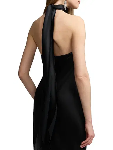 Ralph Lauren Collection Women's Chilton Satin Halter Gown - Black - Size 8 | Thumbnail 5