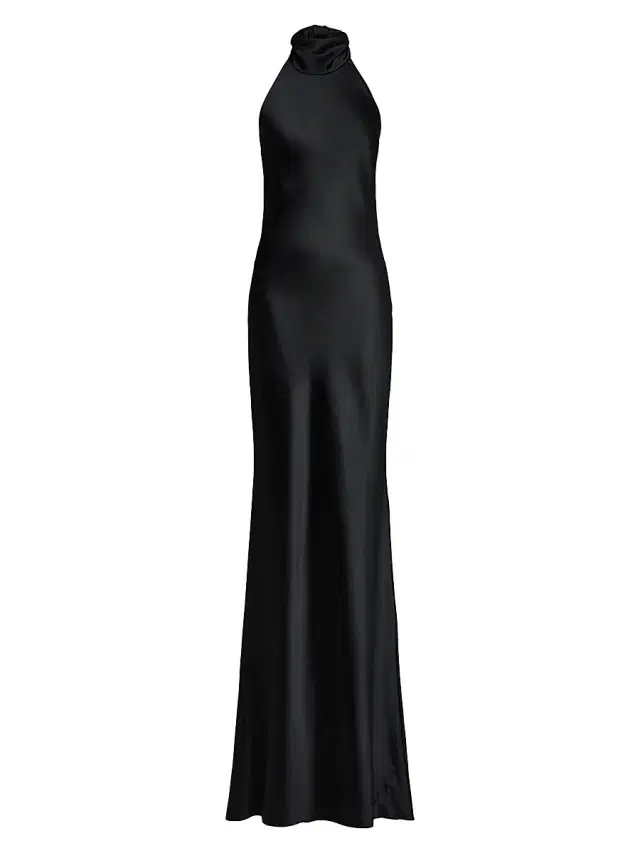 Ralph Lauren Collection Women's Chilton Satin Halter Gown - Black