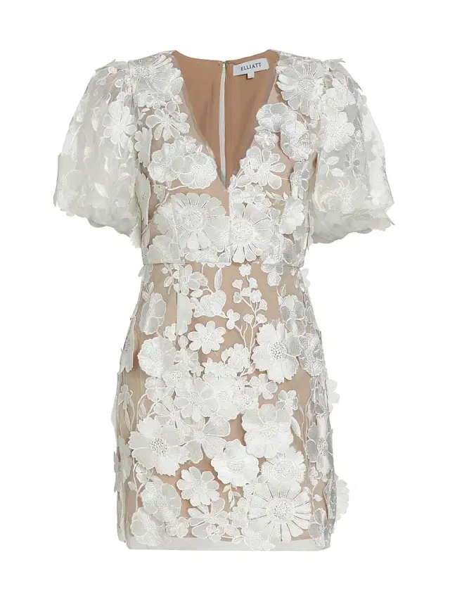 Elliatt Women's Zayla Floral Lace Puff-Sleeve Minidress -