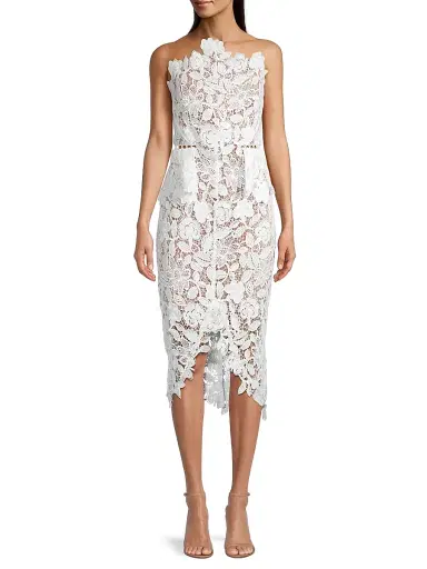 Elliatt Women's Optics Floral Lace Peplum Dress - Ivory - Size XS | Thumbnail 3