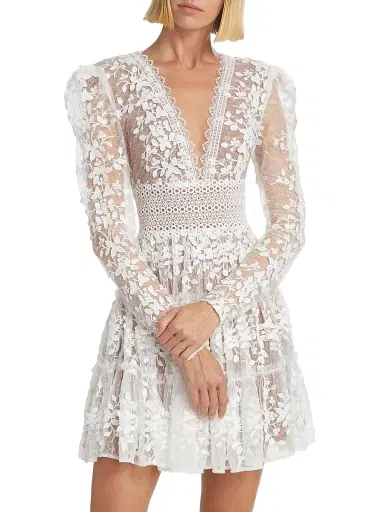 Bronx and Banco Women's Megan Long-Sleeve Minidress - White | Thumbnail 3