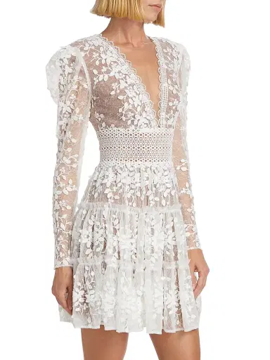 Bronx and Banco Women's Megan Long-Sleeve Minidress - White | Thumbnail 4