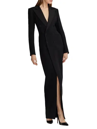 Ralph Lauren Collection Women's Kristian Silk Tuxedo Dress | Thumbnail 2 Ralph Lauren Collection Women's Kristian Silk Tuxedo Dress | Thumbnail 2