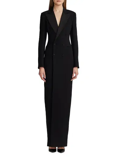 Ralph Lauren Collection Women's Kristian Silk Tuxedo Dress | Thumbnail 3 Ralph Lauren Collection Women's Kristian Silk Tuxedo Dress | Thumbnail 3