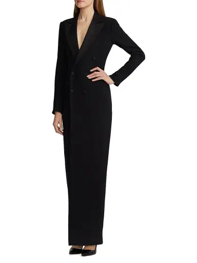 Ralph Lauren Collection Women's Kristian Silk Tuxedo Dress | Thumbnail 4 Ralph Lauren Collection Women's Kristian Silk Tuxedo Dress | Thumbnail 4