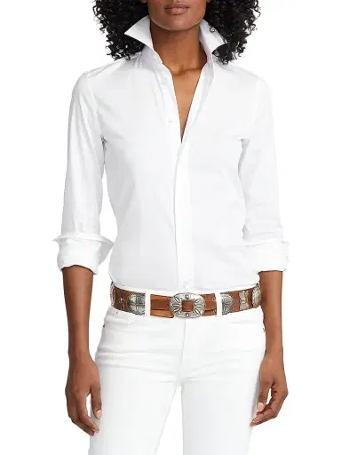 Ralph Lauren Collection Women's Iconic Style Charmain Stretch Sateen Shirt | Thumbnail 3