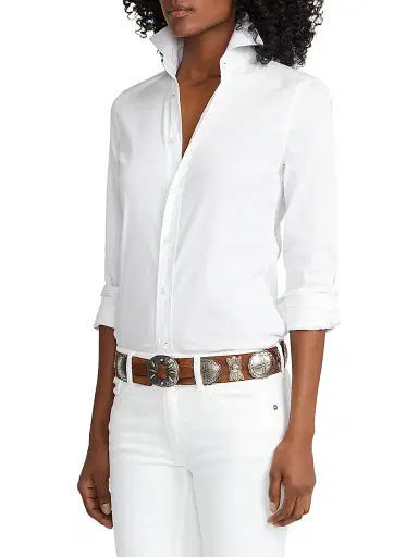 Ralph Lauren Collection Women's Iconic Style Charmain Stretch Sateen Shirt | Thumbnail 4