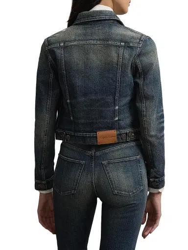 Ralph Lauren Collection Women's Rigby Cropped Denim Trucker Jacket - Telluride Indigo - Size XL | Thumbnail 4