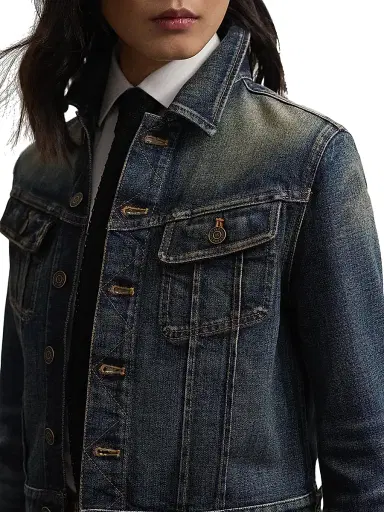 Ralph Lauren Collection Women's Rigby Cropped Denim Trucker Jacket - Telluride Indigo - Size XL | Thumbnail 5