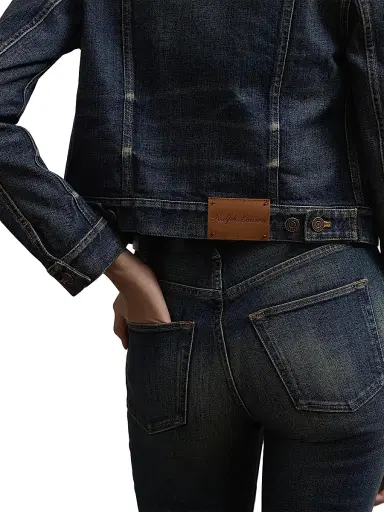 Ralph Lauren Collection Women's Rigby Cropped Denim Trucker Jacket - Telluride Indigo - Size XL | Thumbnail 6