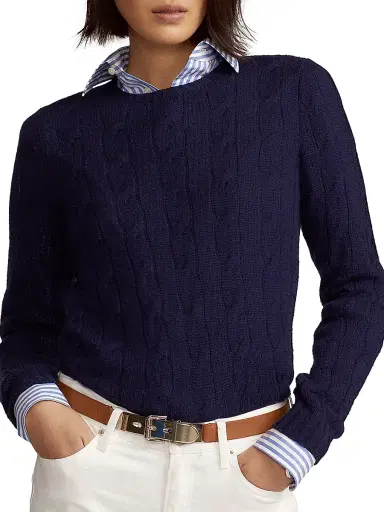 Ralph Lauren Collection Women's Cable Knit Cashmere Sweater - Lux Navy | Thumbnail 3 Ralph Lauren Collection Women's Cable Knit Cashmere Sweater - Lux Navy | Thumbnail 3