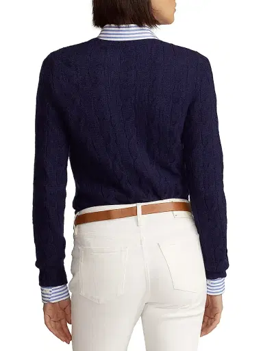 Ralph Lauren Collection Women's Cable Knit Cashmere Sweater - Lux Navy | Thumbnail 4 Ralph Lauren Collection Women's Cable Knit Cashmere Sweater - Lux Navy | Thumbnail 4