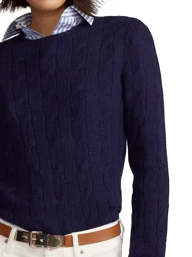 Ralph Lauren Collection Women's Cable Knit Cashmere Sweater - Lux Navy | Thumbnail 5 Ralph Lauren Collection Women's Cable Knit Cashmere Sweater - Lux Navy | Thumbnail 5