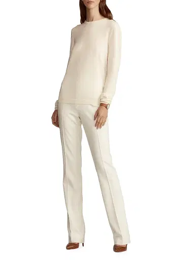 Ralph Lauren Collection Women's Cashmere Crewneck Sweater - Lux Cream - Size XS | Thumbnail 2
