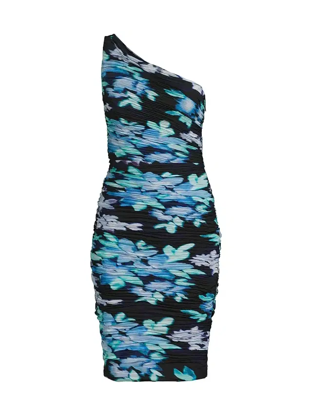 Ungaro Women's Rosemary Floral Ruched One-Shoulder Dress - Turquoise Multi