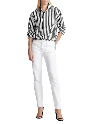 Ralph Lauren Collection Women's Capri Striped Button-Up Shirt - Black White - Size 6 | Thumbnail 2 Ralph Lauren Collection Women's Capri Striped Button-Up Shirt - Black White - Size 6 | Thumbnail 2
