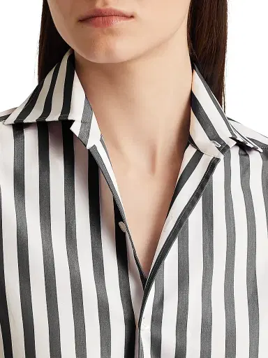 Ralph Lauren Collection Women's Capri Striped Button-Up Shirt - Black White - Size 6 | Thumbnail 6 Ralph Lauren Collection Women's Capri Striped Button-Up Shirt - Black White - Size 6 | Thumbnail 6