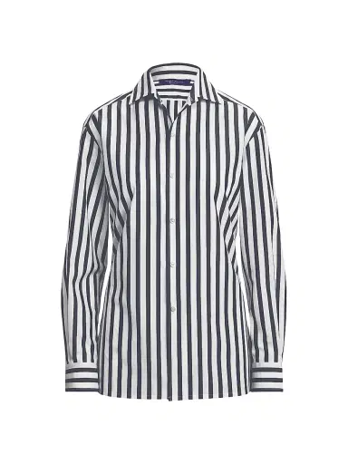 Ralph Lauren Collection Women's Capri Striped Button-Up Shirt - Black White - Size 6 | Thumbnail 1 Ralph Lauren Collection Women's Capri Striped Button-Up Shirt - Black White - Size 6 | Thumbnail 1