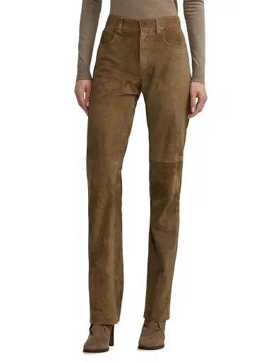 Ralph Lauren Collection Women's Scottie Suede Ankle Pants - Taupe | Thumbnail 3 Ralph Lauren Collection Women's Scottie Suede Ankle Pants - Taupe | Thumbnail 3