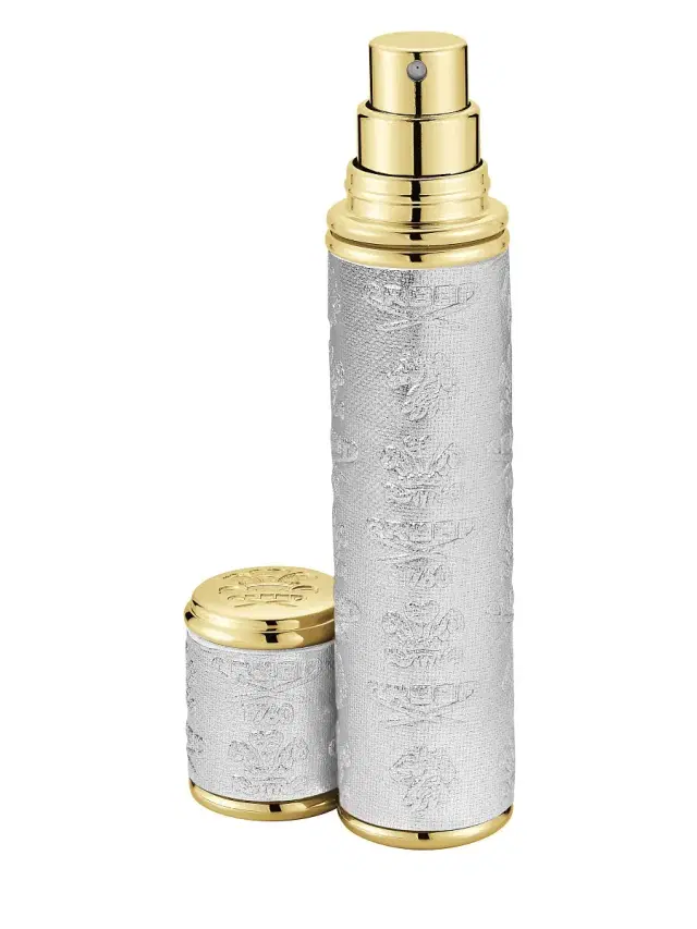 Silver with Gold Trim Leather Pocket Atomizer