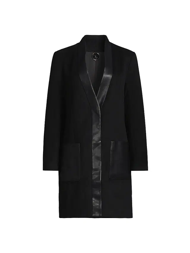 Kobi Halperin Women's Brigitta Wool Faux Leather-Trim Coat - Black