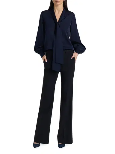 Ungaro Women's Ella Silk-Blend Tie-Neck Blouse - Midnight Blue - Size XL | Thumbnail 2 Ungaro Women's Ella Silk-Blend Tie-Neck Blouse - Midnight Blue - Size XL | Thumbnail 2