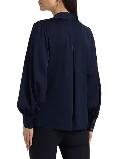 Ungaro Women's Ella Silk-Blend Tie-Neck Blouse - Midnight Blue - Size XL | Thumbnail 5 Ungaro Women's Ella Silk-Blend Tie-Neck Blouse - Midnight Blue - Size XL | Thumbnail 5