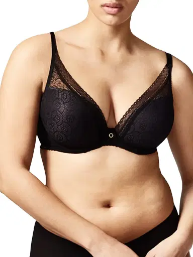 Chantelle Festivite Lace Plunge Bra - Black - Size 30G | Thumbnail 5