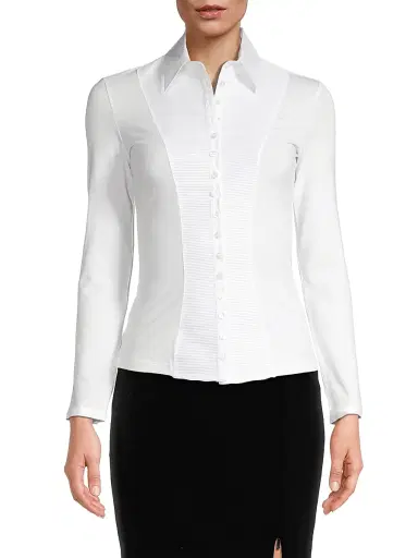 Anne Fontaine Women's Clodie Pleated Jersey Blouse - White | Thumbnail 3