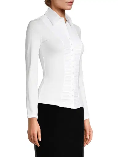 Anne Fontaine Women's Clodie Pleated Jersey Blouse - White | Thumbnail 4