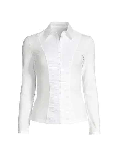 Anne Fontaine Women's Clodie Pleated Jersey Blouse - White | Thumbnail 1