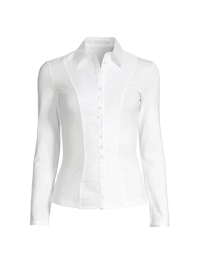 Women's Clodie Pleated Jersey Blouse - White Women's Clodie Pleated Jersey Blouse - White