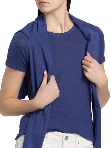 Majestic Filatures Women's Cashmere Short-Sleeve Tee - Blue Moon | Thumbnail 6 Majestic Filatures Women's Cashmere Short-Sleeve Tee - Blue Moon | Thumbnail 6
