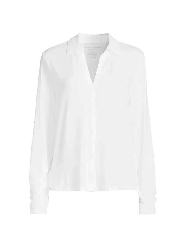 Majestic Filatures Women's Soft Touch Button-Up Shirt - Blanc