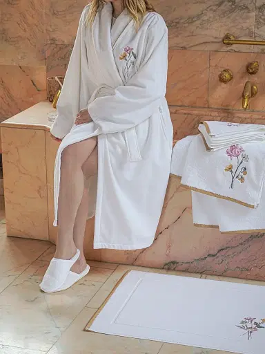 Anne de Solène Women's Perle Lune Cotton Bathrobe - White - Size XL | Thumbnail 2
