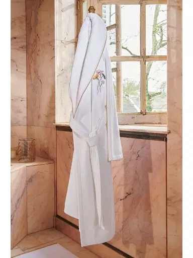 Anne de Solène Women's Perle Lune Cotton Bathrobe - White - Size XL | Thumbnail 4