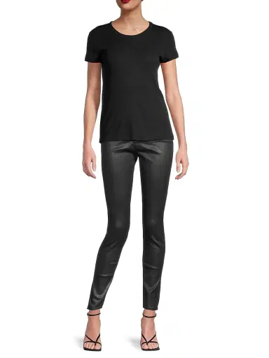 MAJESTIC FILATURES Women's Cotton-Blend Crewneck Short-Sleeve T-Shirt - Noir - Size Small | Thumbnail 2