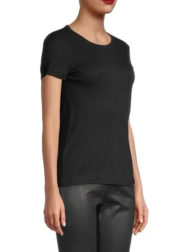MAJESTIC FILATURES Women's Cotton-Blend Crewneck Short-Sleeve T-Shirt - Noir - Size Small | Thumbnail 4