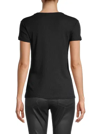 MAJESTIC FILATURES Women's Cotton-Blend Crewneck Short-Sleeve T-Shirt - Noir - Size Small | Thumbnail 5