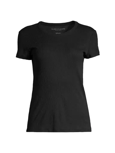 MAJESTIC FILATURES Women's Cotton-Blend Crewneck Short-Sleeve T-Shirt - Noir - Size Small | Thumbnail 1