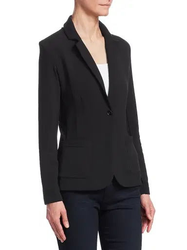 MAJESTIC FILATURES Women's French Terry Single-Button Blazer - Noir - Size Large | Thumbnail 3